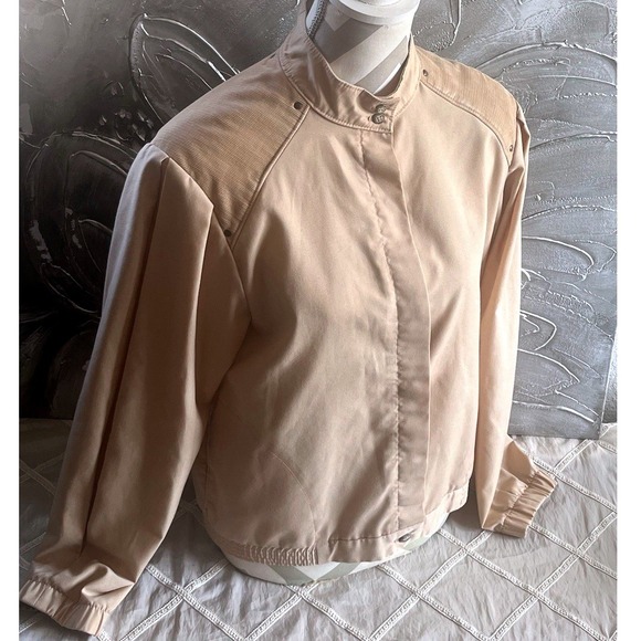 Vintage White Stag Lightweight Tan Bomber Jacket -Corduroy Shoulders -Size M - Picture 1 of 16